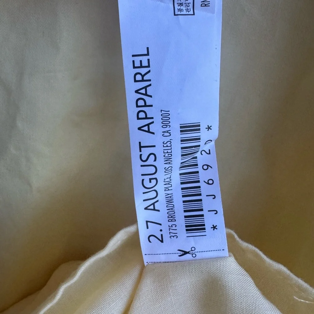 ENGLISH FACTORY
Ruffle Detail Puff Sleeve Poplin Dress  size Large Yellow - Picture 6 of 12
